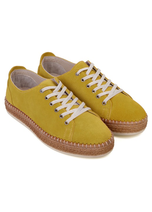 Pantofi sport PETRA - piele intoarsa galbena, Galben