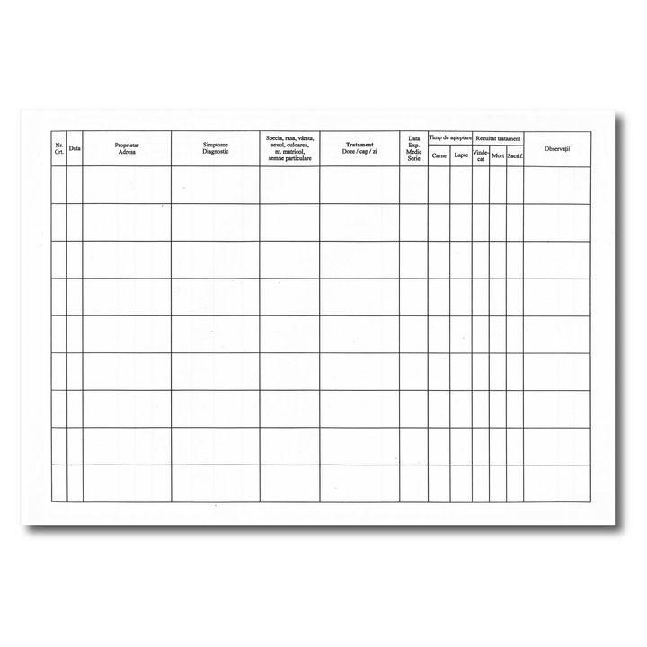 Registru consultatii si tratament, imbracat in imitatie piele neagra, format A3, orientare orizontal, 100 file, uz veterinar