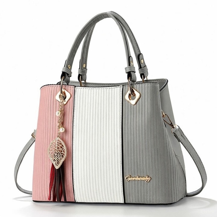 Geantă dama B1252, piele ecologică, gri, 24x30x13cm