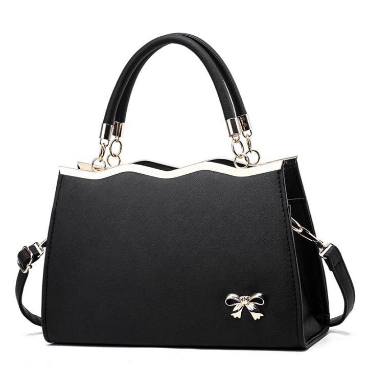 Geantă dama Freeland, piele ecologică, negru, 19x30x10cm, 2 compartimente