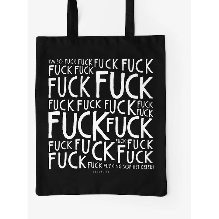 Пазарска чанта от първокласен памук, оригинална илюстрация, черна, 38x42см