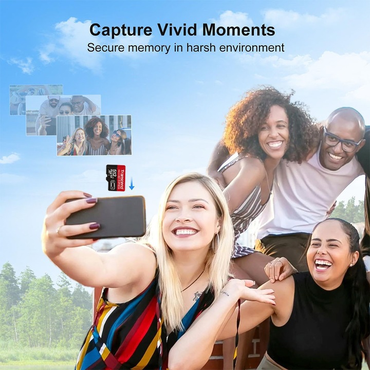 Transcend 512GB MicroSDXC memóriakártya, 100MB/s, adapterrel, víz- és ütésálló