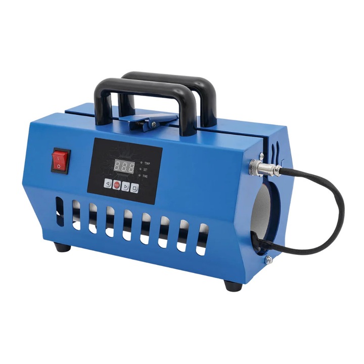 Masina de presa la cald, afisaj LCD cu temperatura reglabila, incalzire rapida, pentru cani de 11oz-30oz, albastra