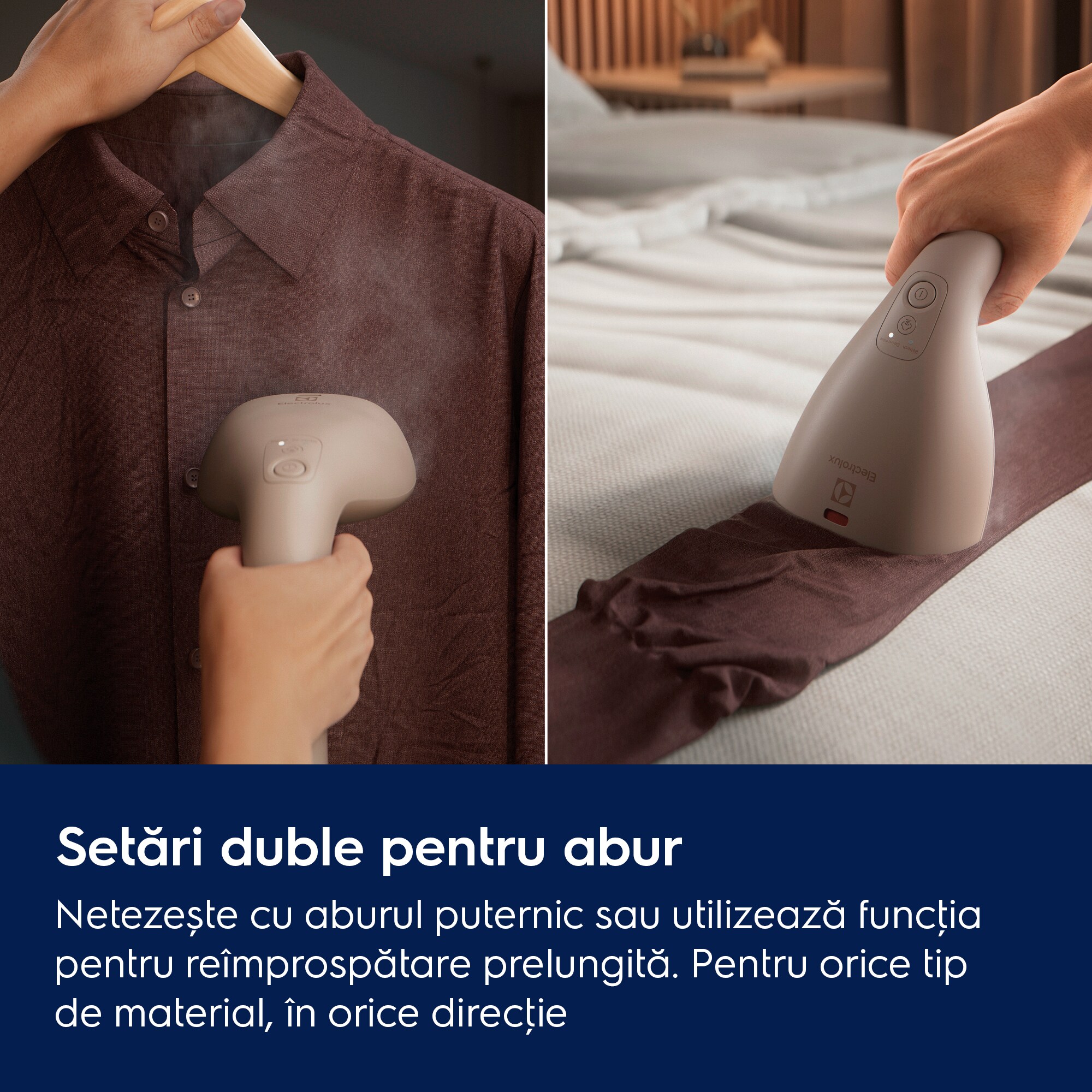 Aparat de calcat vertical cu abur Electrolux E7HS2-8WB, 1600W, jet de abur 28gr/min, rezervor detasabil 100 ml, cablu 3 m, talpa ceramică Glissium, husa, Beige