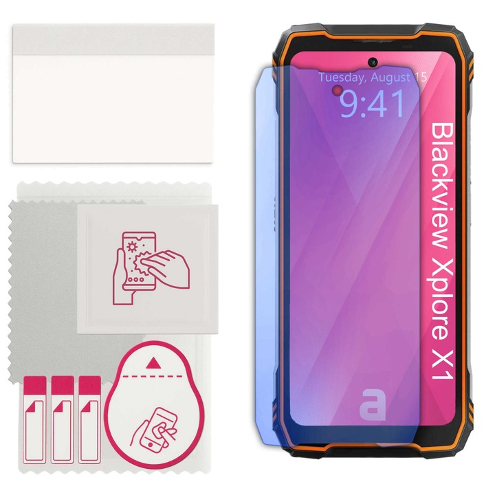 apgo védőüveg Blackview Xplore X1-hez – hibrid, edzett kijelzővédő üveg, fényes, pro flexible Hybrid Glass, 9H, full glue