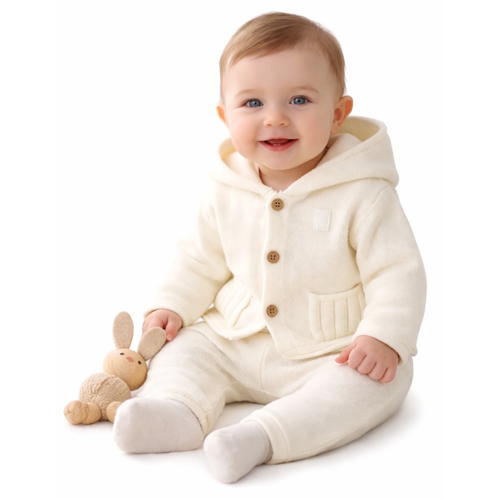 Set Bebelusi Minibanda din Tricot 2 Piese cu Hanorac si Pantaloni