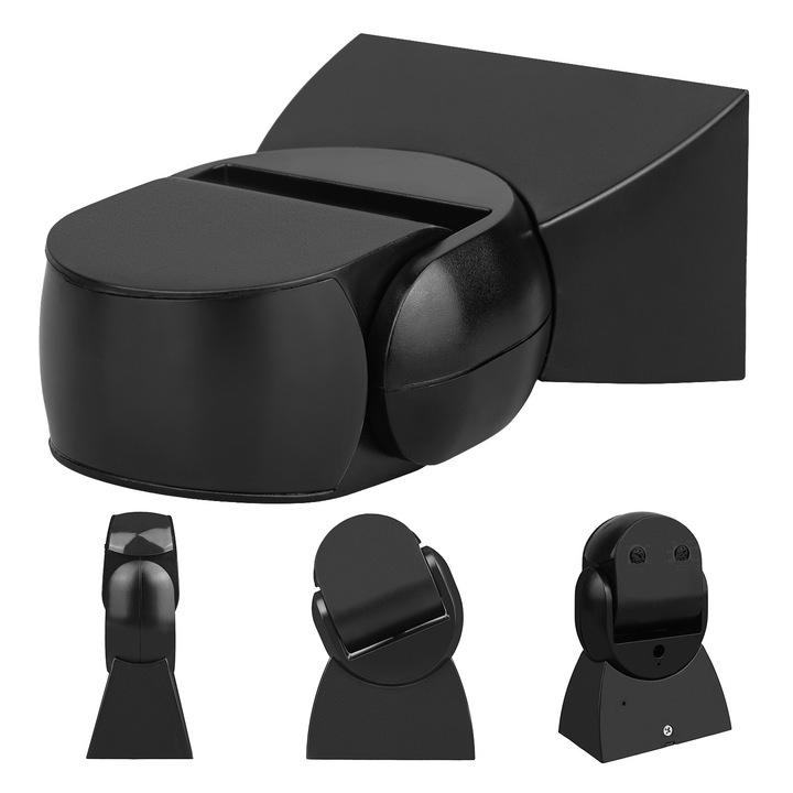 Maclean PIR mozgásérzékelő, infravörös, IP65, fekete fekete borítással, hatótávolság 12 m, MCE201 B/B