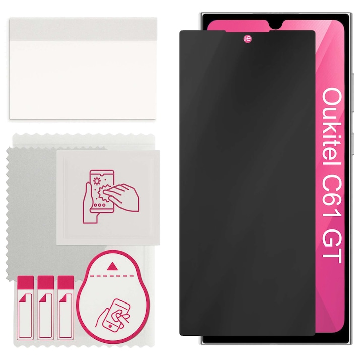 Sticla de protectie PRIVACY apgo pentru Oukitel C61 GT – sticla hibrid, full glue, flexible glass