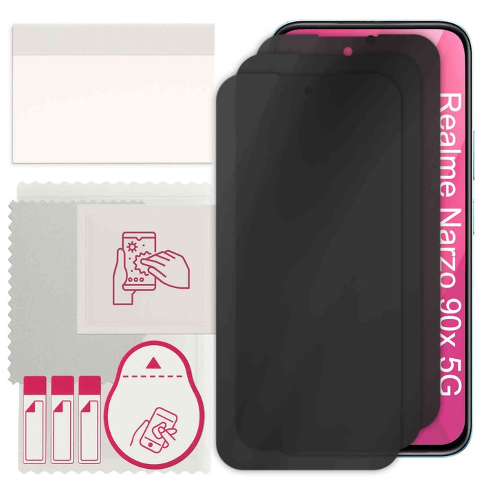 3x apgo adatvédelmi védőüveg Realme Narzo 90x 5G-hez – hibrid üveg, teljes ragasztású, hajlékony üveg