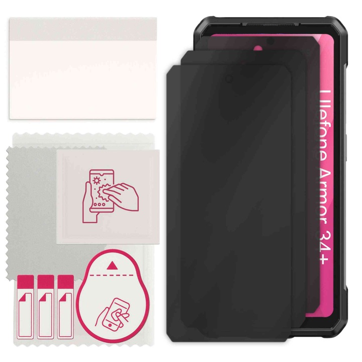 3x apgo adatvédelmi védőüveg Ulefone Armor 34+Plus – hibrid üveg, full glue, hajlékony üveg
