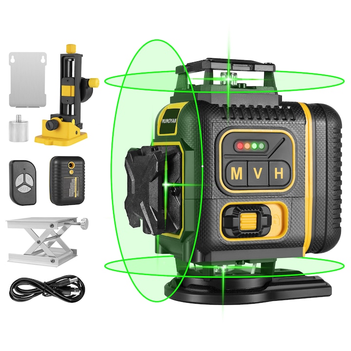 Nivela Laser 4D MUMOYAN, Profesionala, 16 linii, IP54, 4x360, 2 x Baterie 2400mAh