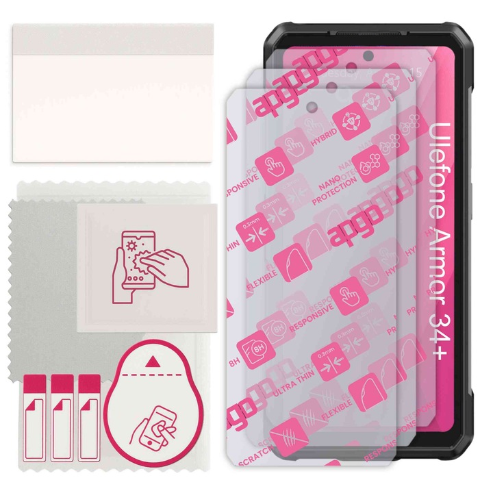 3x apgo Ultra-Clear Hibrid üvegfólia Ulefone Armor 34+Plus készülékkel kompatibilis, rugalmas nano üveg, kiváló helyettesítője az edzett üvegnek