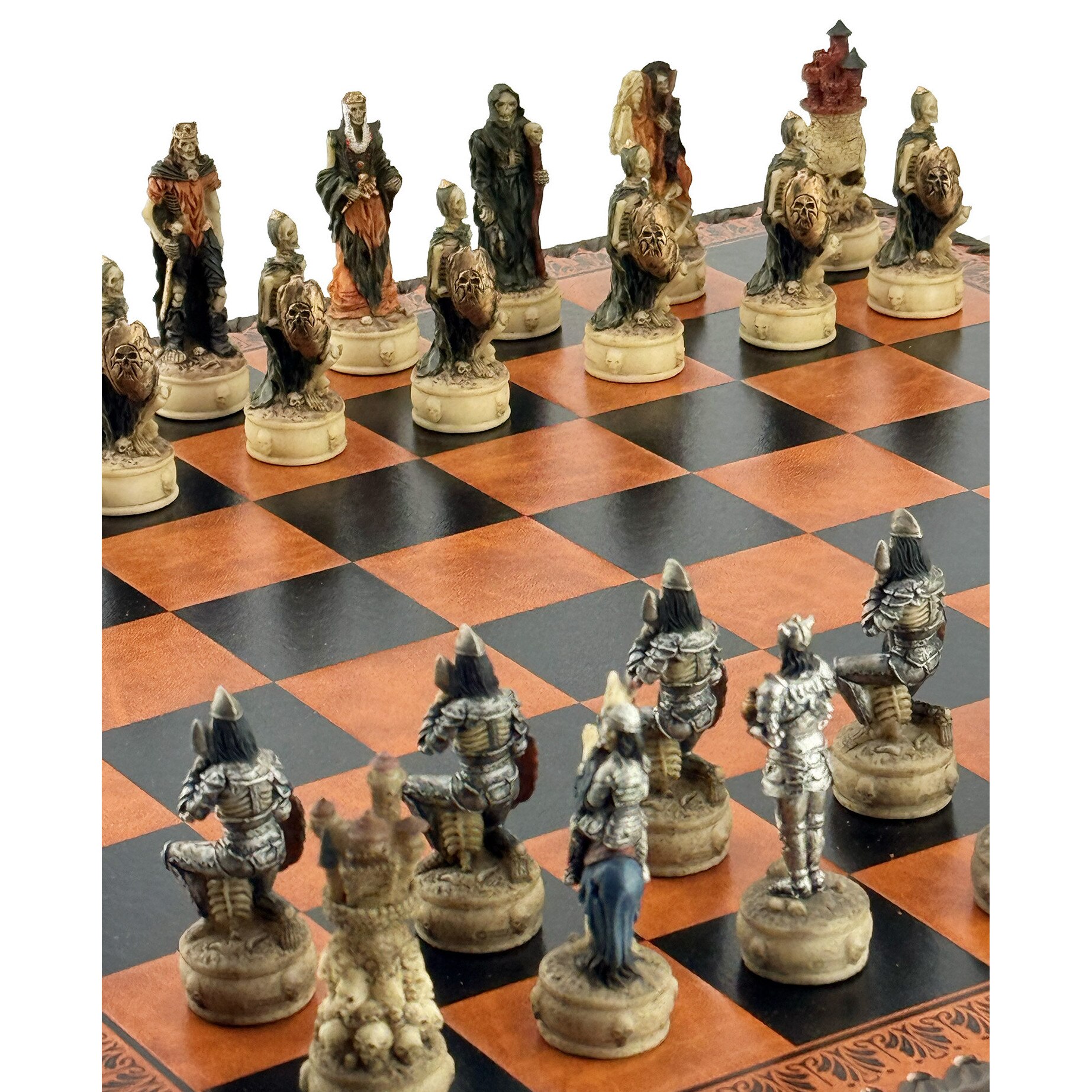 BEMOメタルコレクションZOJE No.1 ALEXANDER THIEMER Set Joc de Sah, Italfama, Figurine Schelet, Piele Ecologica