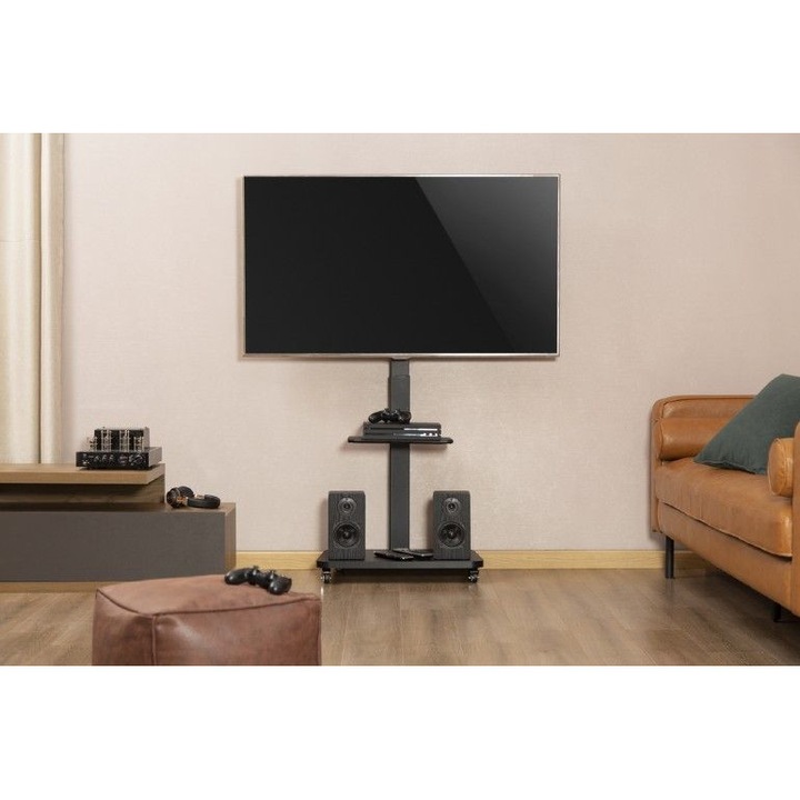 Gembird TV állvány kerekekkel 37"-75" fekete, állítható