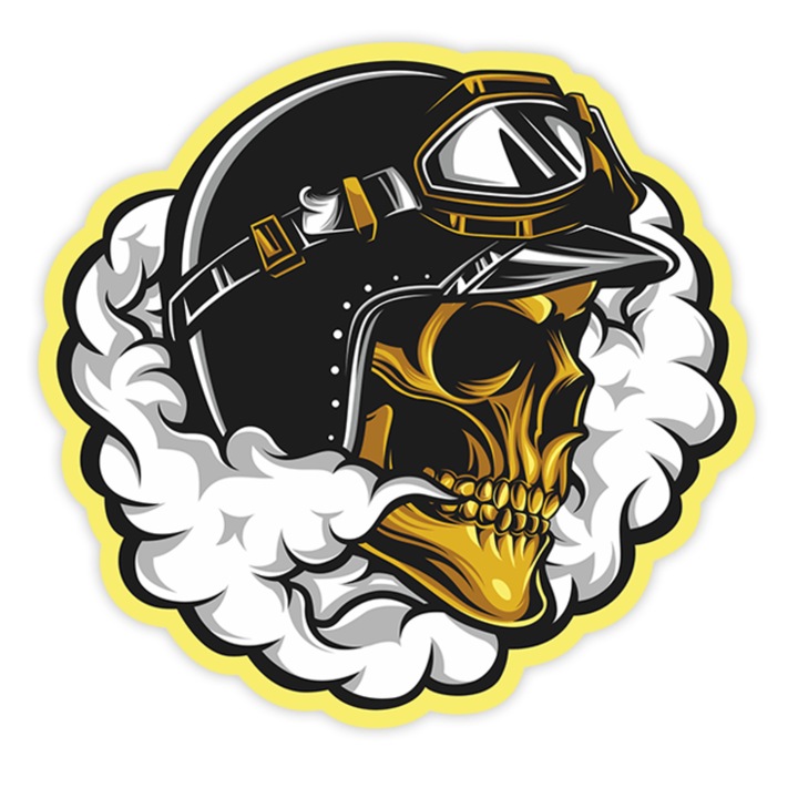 Sticker craniu motociclist, ORACAL, 6cm, rezistent la apă, design precis