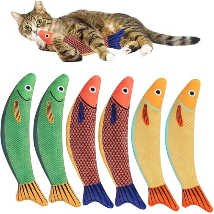 Комплект от 6 играчки за котки, със звук, устойчиви на ухапвания, играчка за котки за домашни котки, OUYLAF, многоцветни