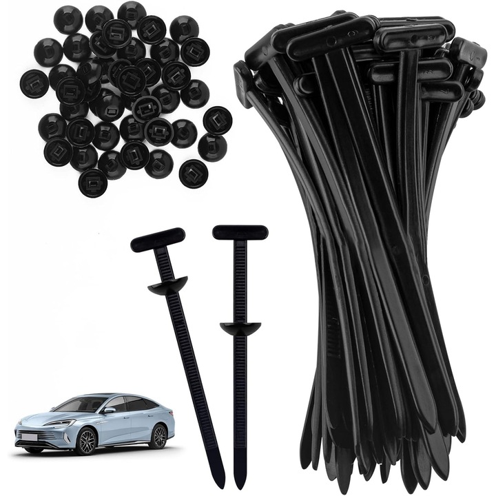 Set 300 Pite de fixare universale autoblocante din nailon, pentru reparatii auto, gradina, atelier si rafturi, OUYLAF, Negru