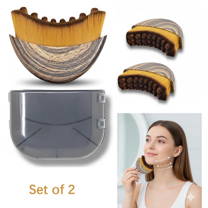 2 db Xiusaqio arckontúrozó ecsetkészlet, nyirokmasszázs, puha szintetikus sörték, fa nyél, átlátszó 15x3cm