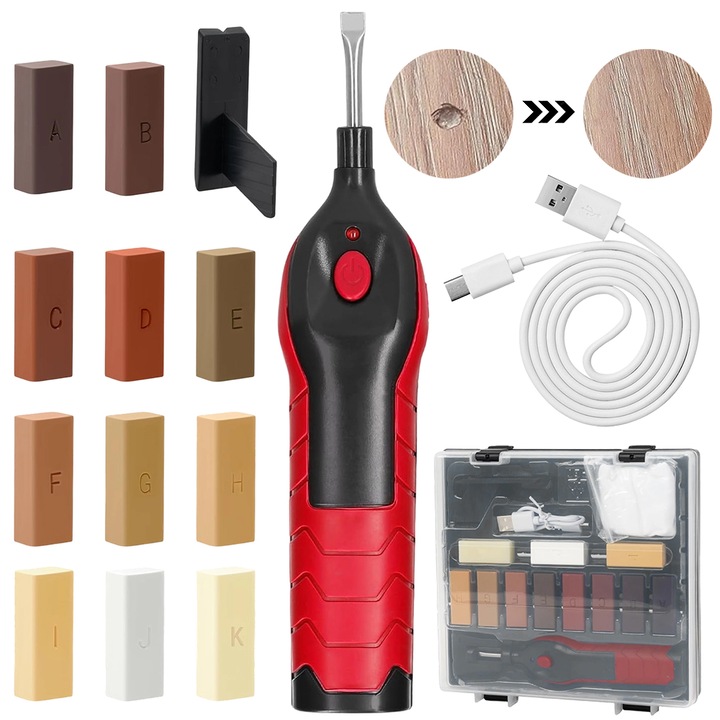 Juksun felületjavító készlet, 11 viasz, piros, 18x3.5cm, vezeték nélküli