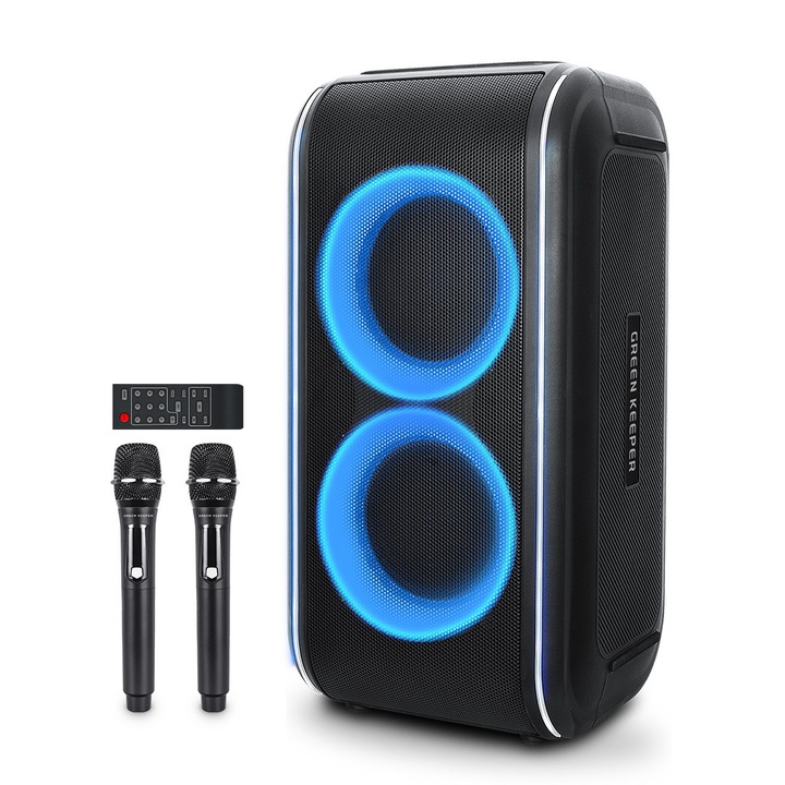 Boxa karaoke portabila cu 2 microfoane pentru adulti si copii 400W