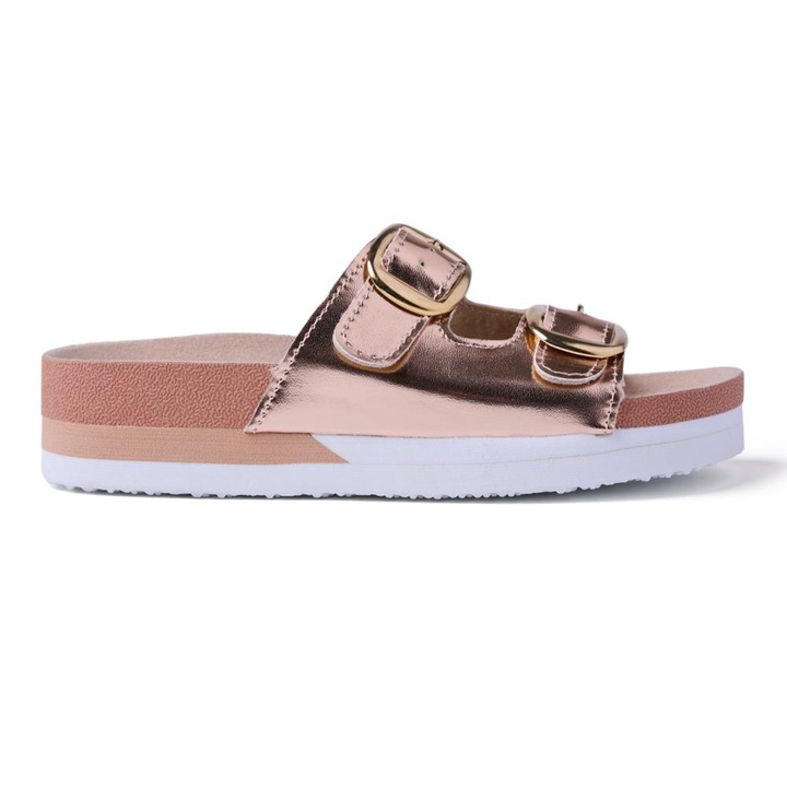 Gioseppo, Papuci flatform cu catarama metalica, Auriu