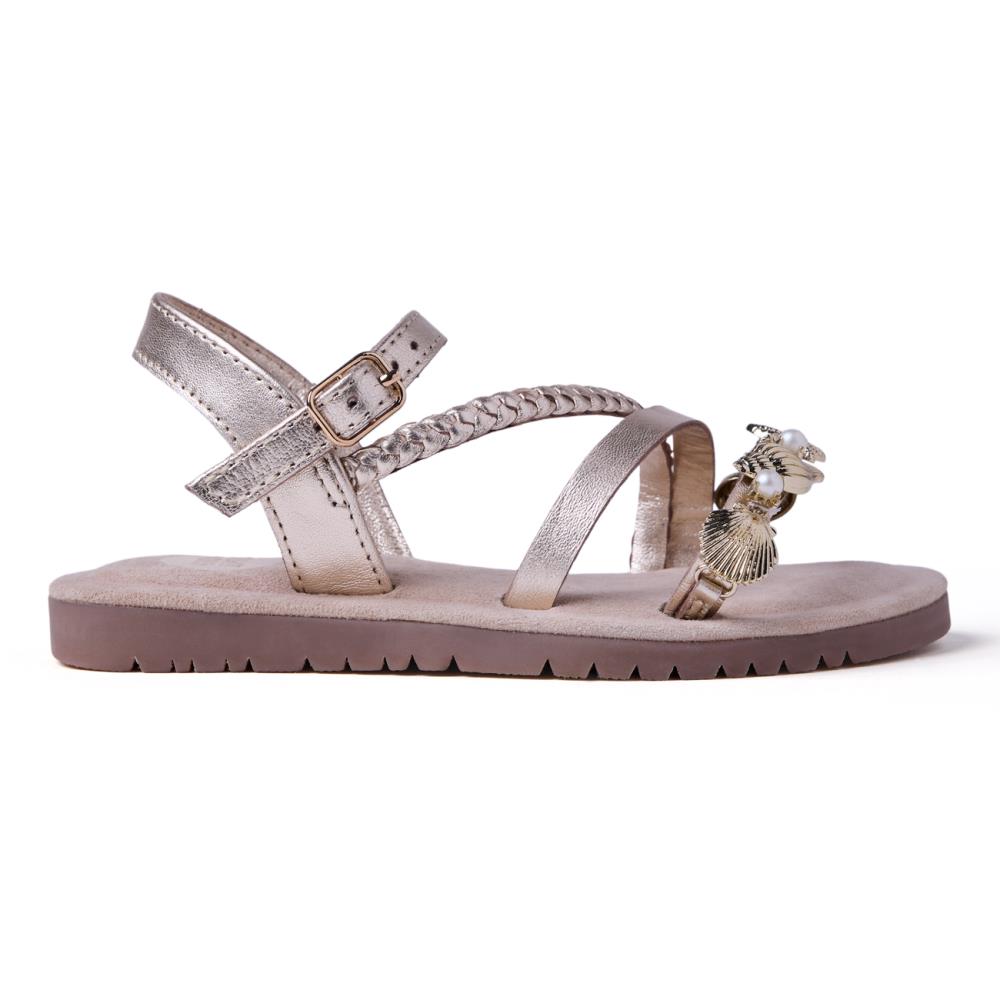 Gioseppo, Sandale de piele cu aplicatii cu margele Erdut, Auriu, 31 EU