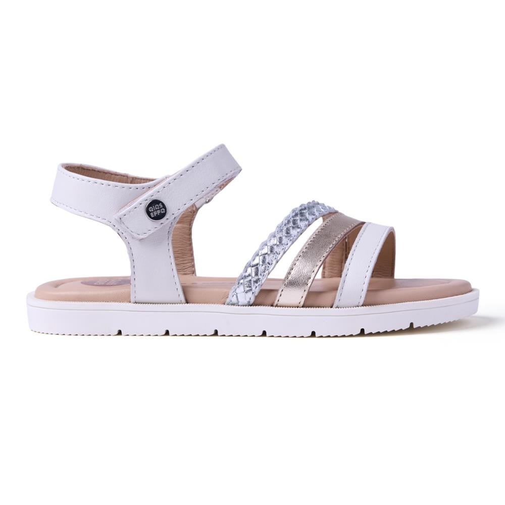 Gioseppo, Sandale din piele cu barete multiple Bukoba, Alb, 29 EU