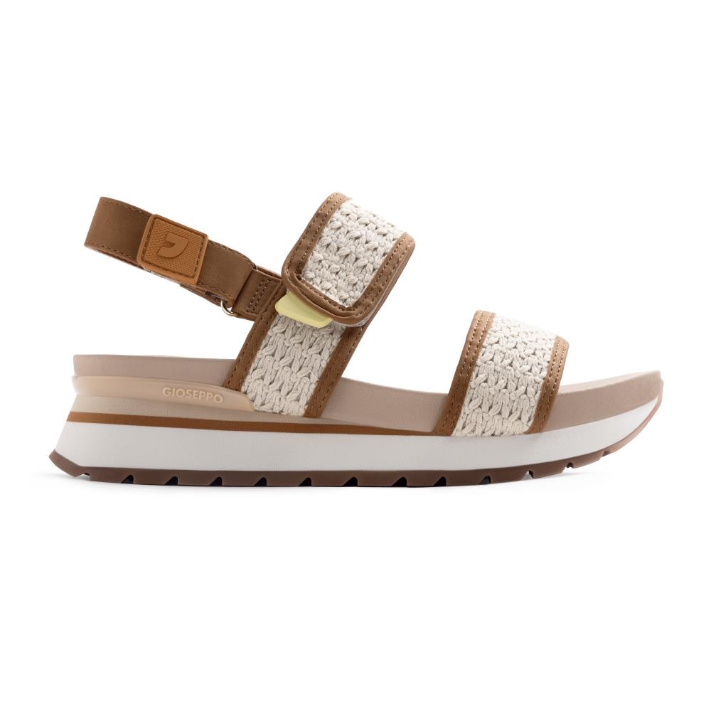 Gioseppo, Sandale wedge cu aspect crosetat, Bej, 39