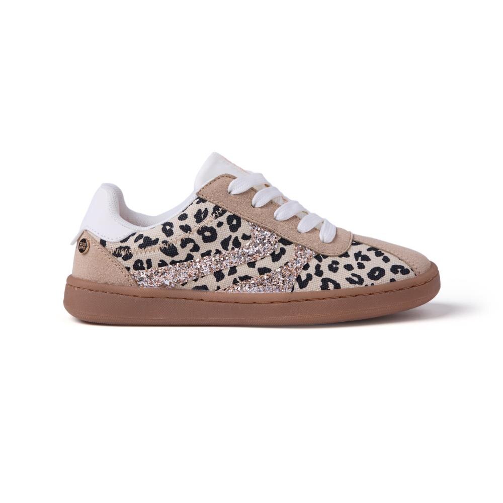 Gioseppo, Pantofi sport low-cut cu garnituri cu animal print, Negru, Maro, 37 EU