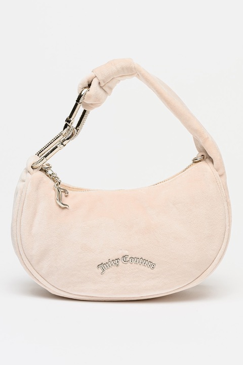 Juicy Couture, Geanta hobo mica cu aspect catifelat Bolssom, Bej deschis