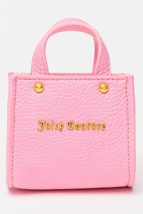 Juicy Couture, Geanta mica cu maner si logo metalic Iris, Roz pastel