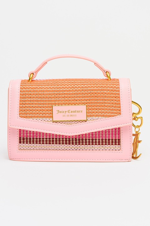 Juicy Couture, Geanta cu bareta de umar si detalii impletite Lily, Portocaliu dovleac, Roz