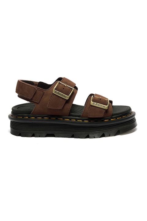 Dr. Martens, Sandale din piele cu model cu catarama ZebZag, Maro scortisoara