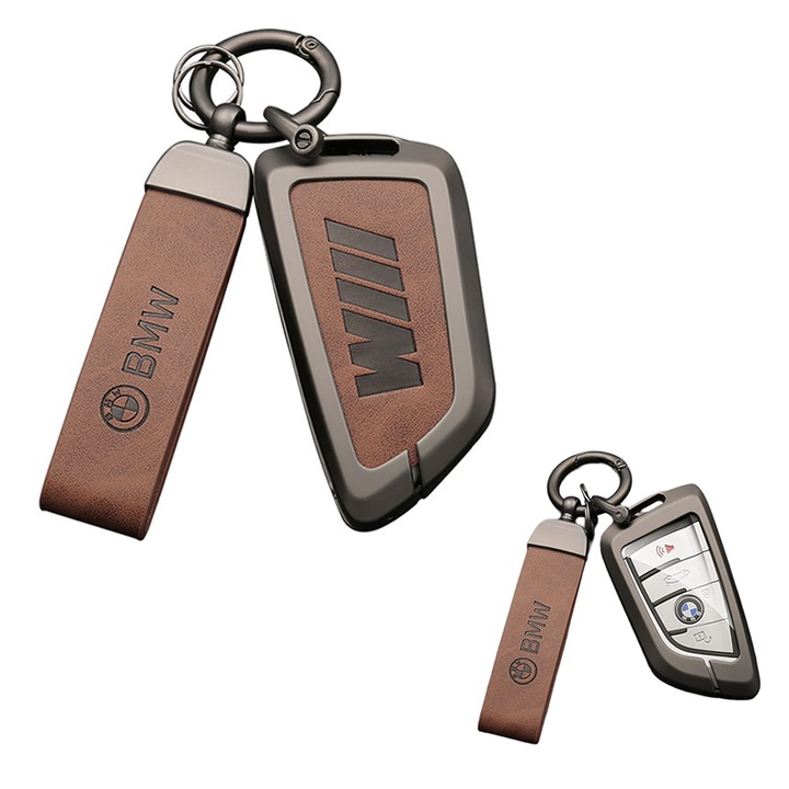 Breloc din aliaj + husa pentru chei, ZOUN, stil lama, constructie din aliaj de zinc, rezistent la zgarieturi, rezistent la cadere, protectie la 360 de grade, finisaj bronz