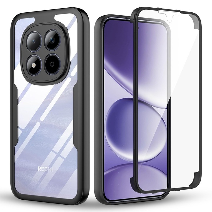 Калъф за Xiaomi Redmi Note 15 Pro 5G DaDen® ColorVerse 360, Противоударен, Цялостна защита гръб-екран, Черен