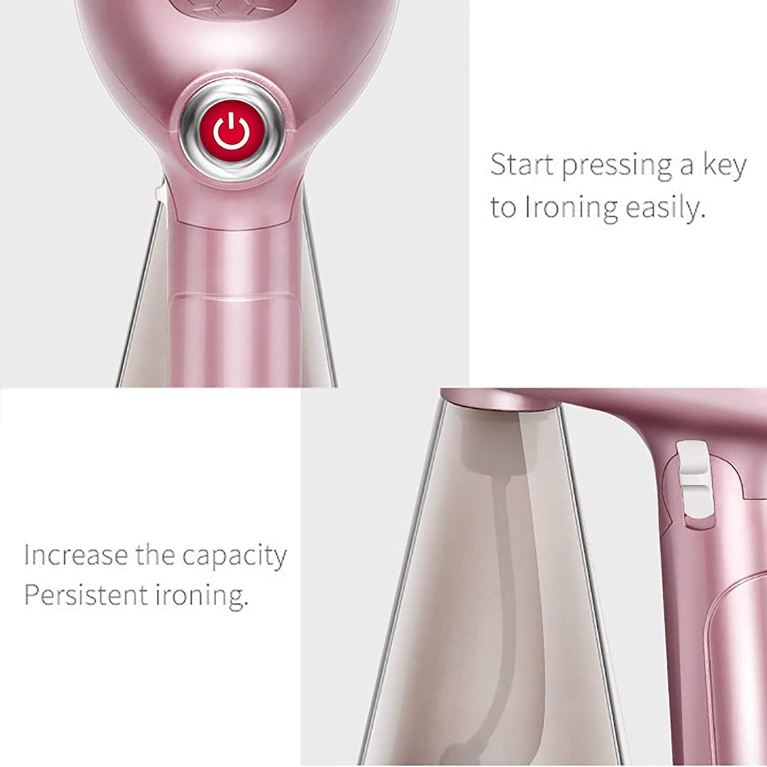 Aparat de Vapor pentru Haine Portabil, 1500W, Calcat Vertical si Orizontal, Rezervor 320ml, Culoare Roz Auriu (Rose Gold)