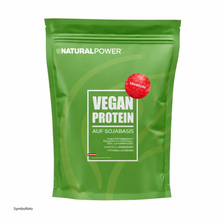 Proteina vegană, Natural Power, aromă de Căpșuni, 500g, pudră, pentru masă musculară și recuperare
