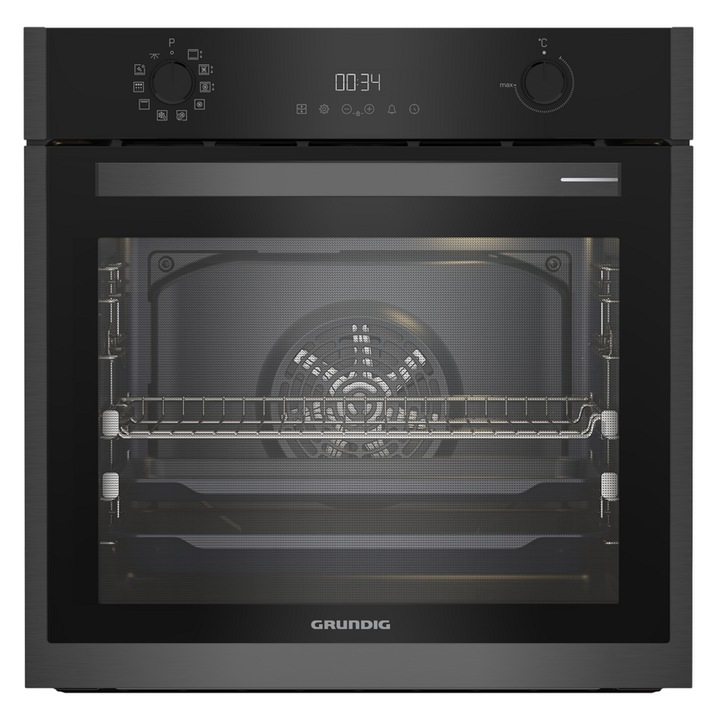 Cuptor cu piroliza Grundig GEBM19300DXMPF, 10 functii, Dark Inox, A+