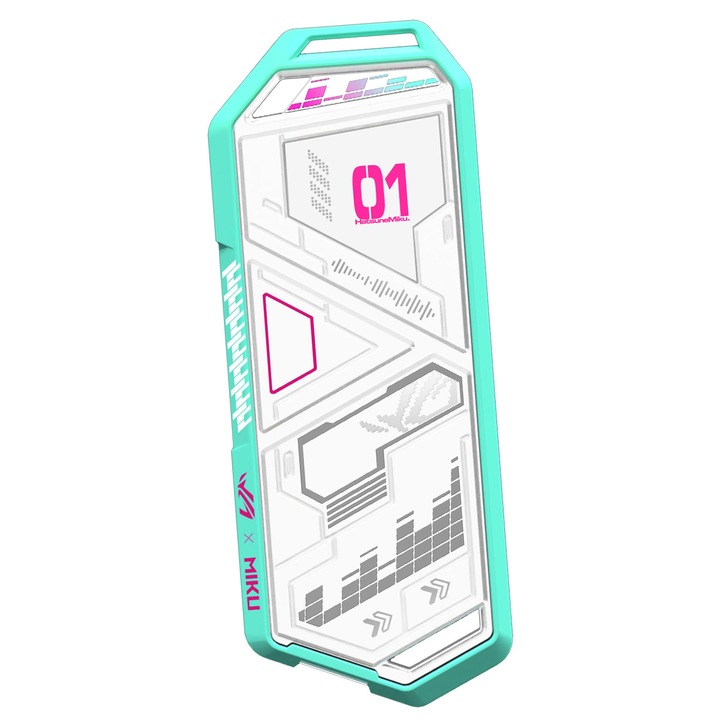 Rack extern SSD M.2 NVMe ASUS ROG Strix Arion Hatsune Miku Edition, aluminiu, RGB, USB-C 3.2, set exclusiv