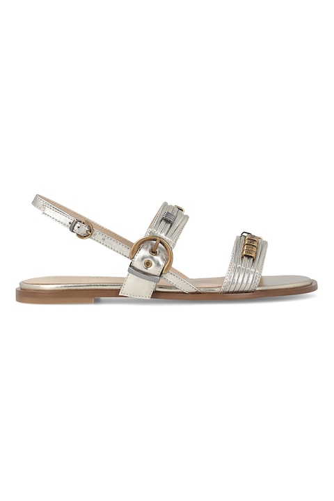 Pinko, Sandale din piele cu logo Milly, Auriu