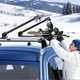 Tetőcsomagtartó sílécekhez és snowboardokhoz, 2 darabos készlet autós csomagtartóhoz, 6 pár síléc/4 snowboard kapacitás, Alumínium zárral, Kompatibilis T-csatornás keresztrudakkal