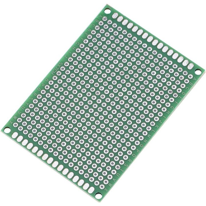 Placă universală de prototipare 5×7 cm, PCB, Pas 02.54mm