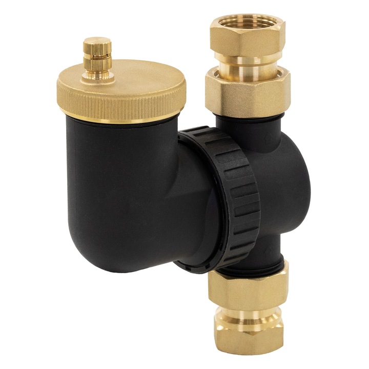 Автоматичен обезвъздушител за радиатор Luxebath филтър с продухващ клапан, утаител, продухвател с пластмасов корпус и месингови връзки, хоризонтален и вертикален монтаж