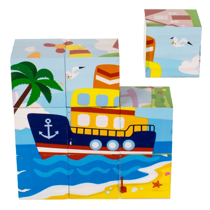 Fakocka Puzzle Járművek (9 Darab) 10,3x10,3x3,5cm