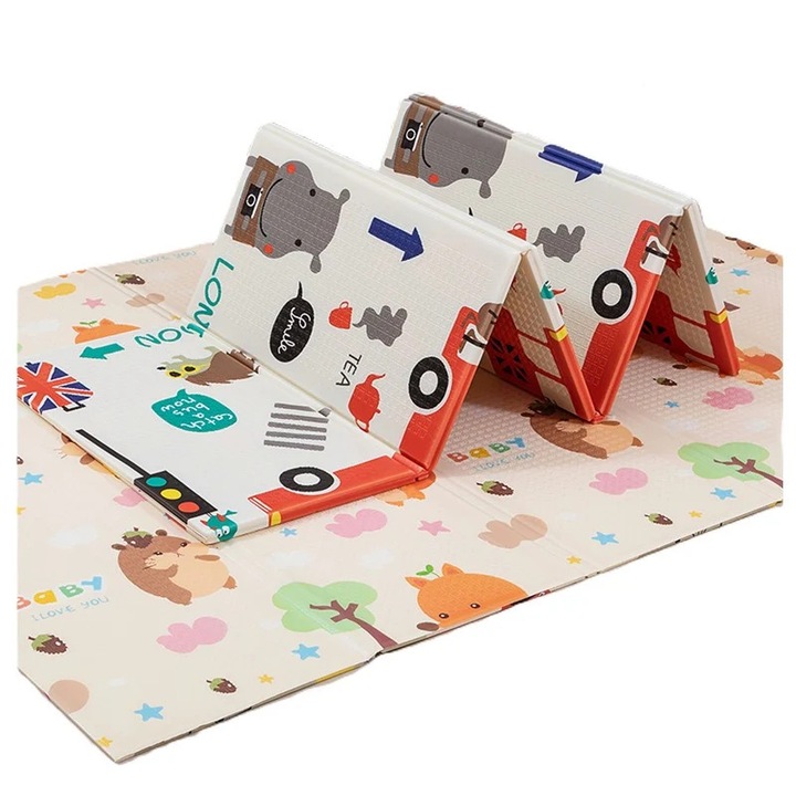 Covoras Pliabil de Joaca pentru Copii 200×150×1 cm – Doua Fete, Antiderapant, Moale si Usor de Curatat