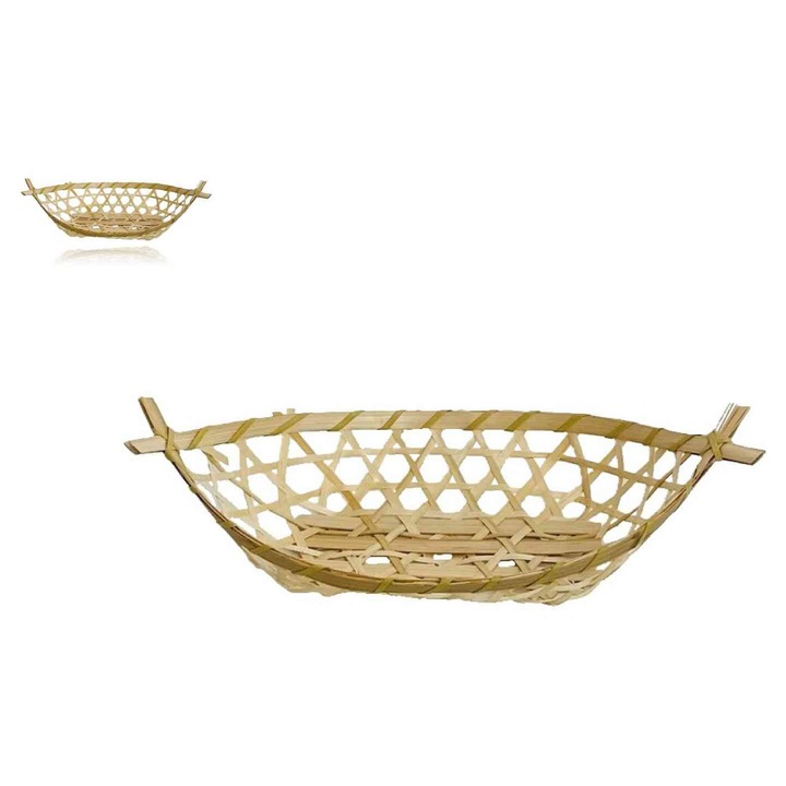 Bambusz Kosár Lukacsos Csónak Natúr 8-85/N - 25/27*12*H4/11cm