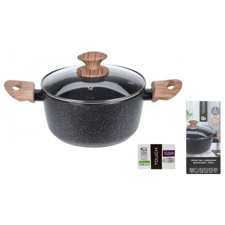 Тенджера с незалепващо покритие + стъклен капак 4 литра 24см 170507050