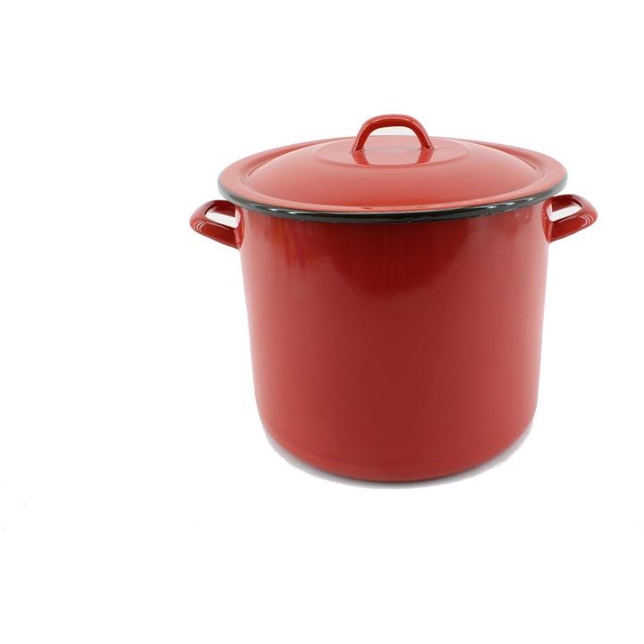 Oală emailată + capac 10 litri 25cm