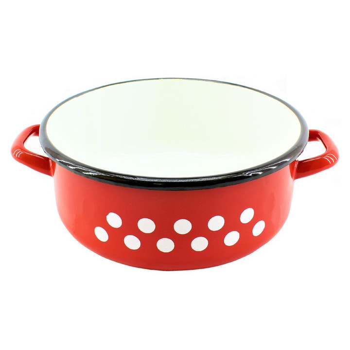 Cratită Emailată cu Decor Roșu 17cm 1.6 Litri