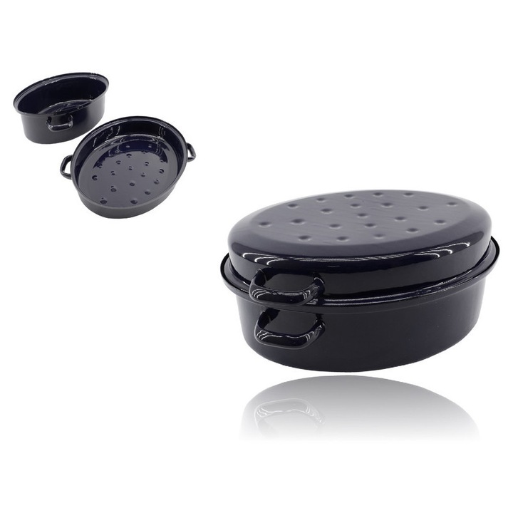 Vasă ovală emailată+Capac 42cm 10.5 Litri